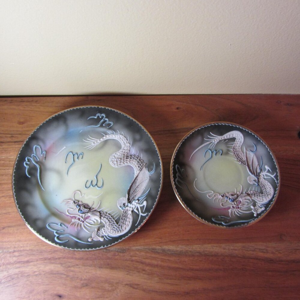 moriage dragonware Japan appetizer plate & saucer vintage (W3358)